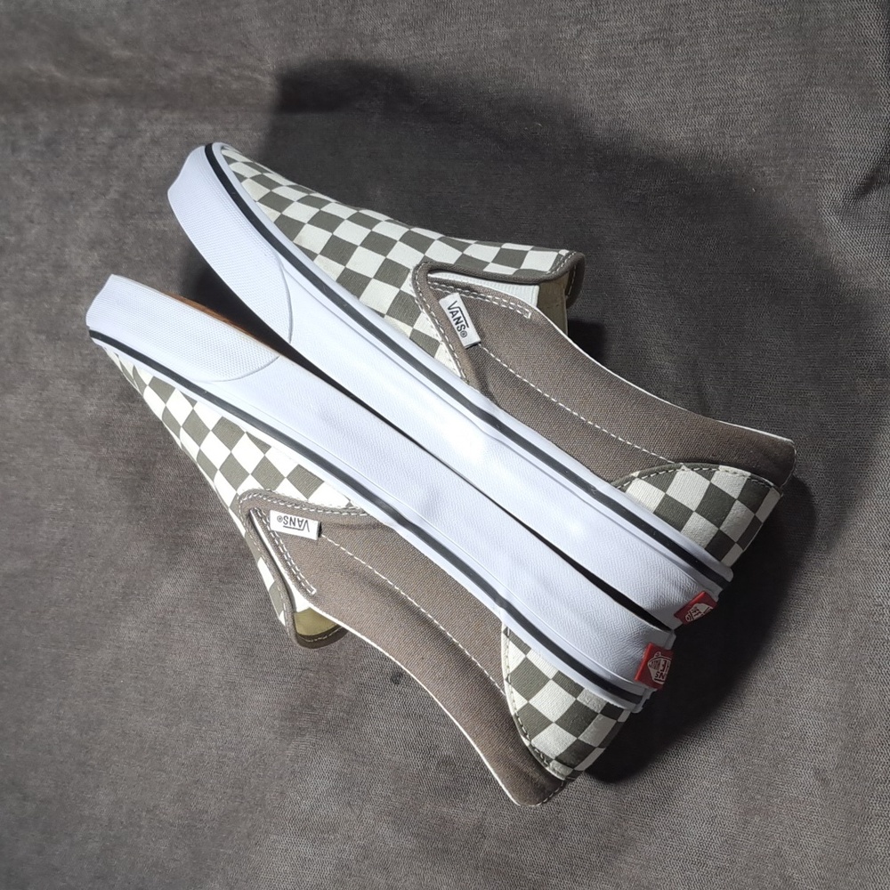 Vans Checkerboard Slip-On Sneakers in White and Gray - Picture 13 of 16